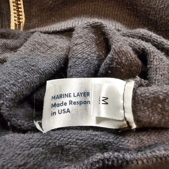 Marine Layer Hoodie Large Gray Full Zip City Camper Streetwear Minimalist Preppy - Picture 10 of 16